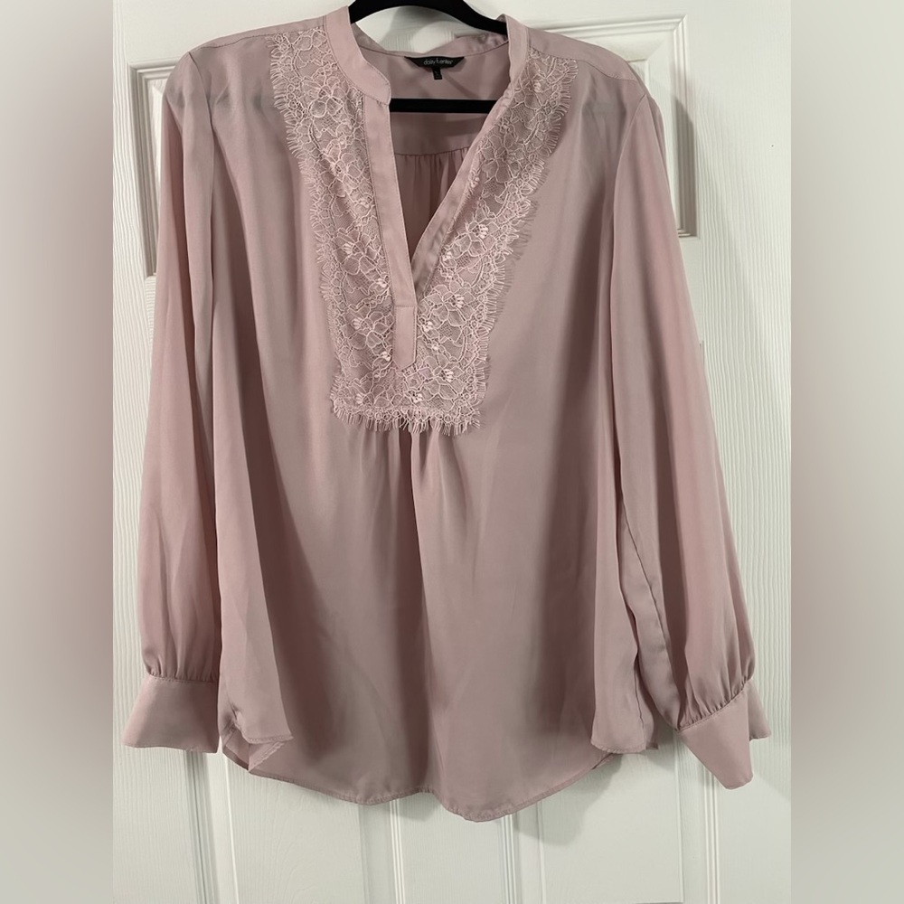 Daisy Fuentes Pink Lace Trim Blouse